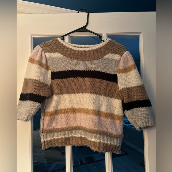 Free People Foxy Stripe Pullover Size S Cropped Short Sleeve - Picture 2 of 5